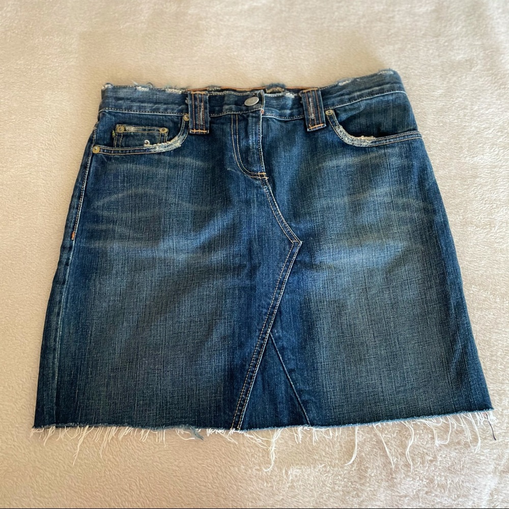 J. Crew Distressed Denim Mini Skirt - Size 28 - Picture 4 of 8